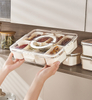 仕切り付き密閉スナック​​ル収納ボックス蓋付きプラスチック分割サービング野菜トレイ