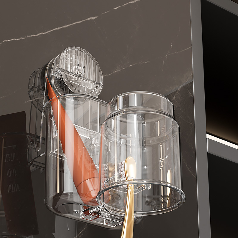 真空吸引角浴室卸売アクリル浴室収納吸引カップ歯ブラシ収納ラック壁ラック