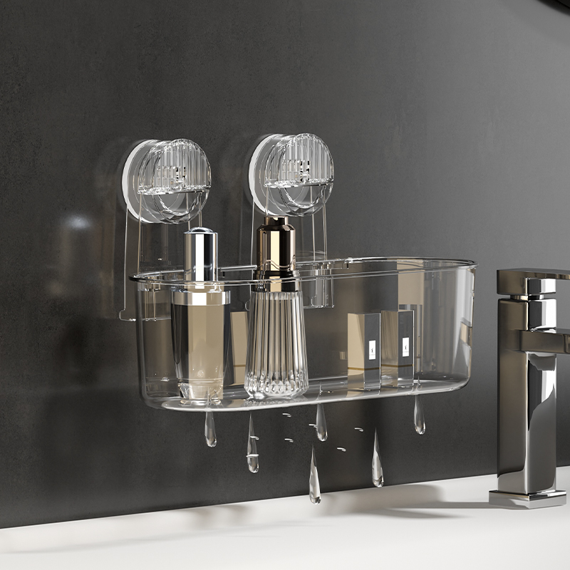 アクリル強力吸盤射出成形バスルーム用品、その他の用途、取り外し可能なサスペンション、乾燥、排水シャワーラック、収納ラック