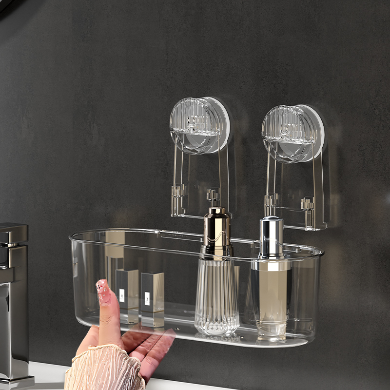 アクリル強力吸盤射出成形バスルーム用品、その他の用途、取り外し可能なサスペンション、乾燥、排水シャワーラック、収納ラック